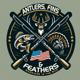 ANTLERS FINS & FEATHERS WARRIORS IN THE WILD logo