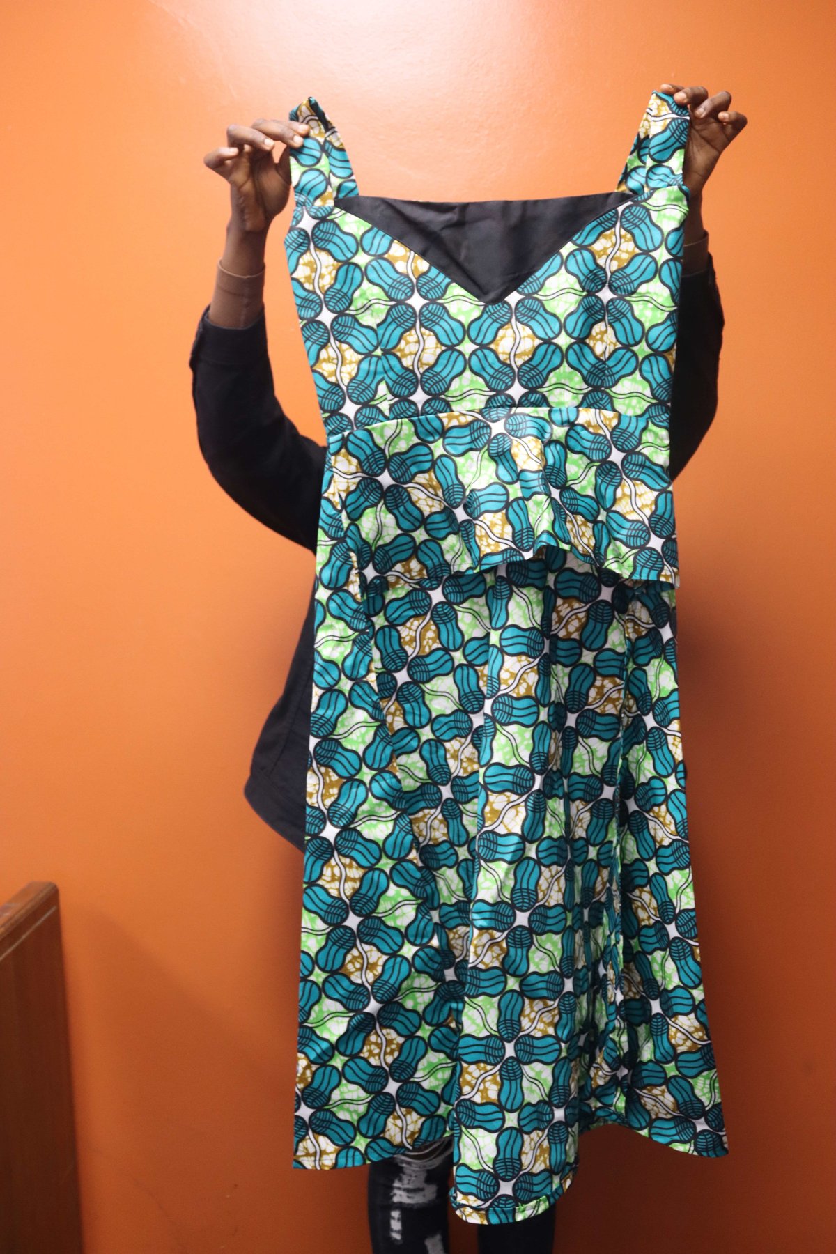 Light and Dark Green Peanut Pattern Tank Dress  Auction  2024 I AM Africa  Gala and Ubuntu Leadership Summit