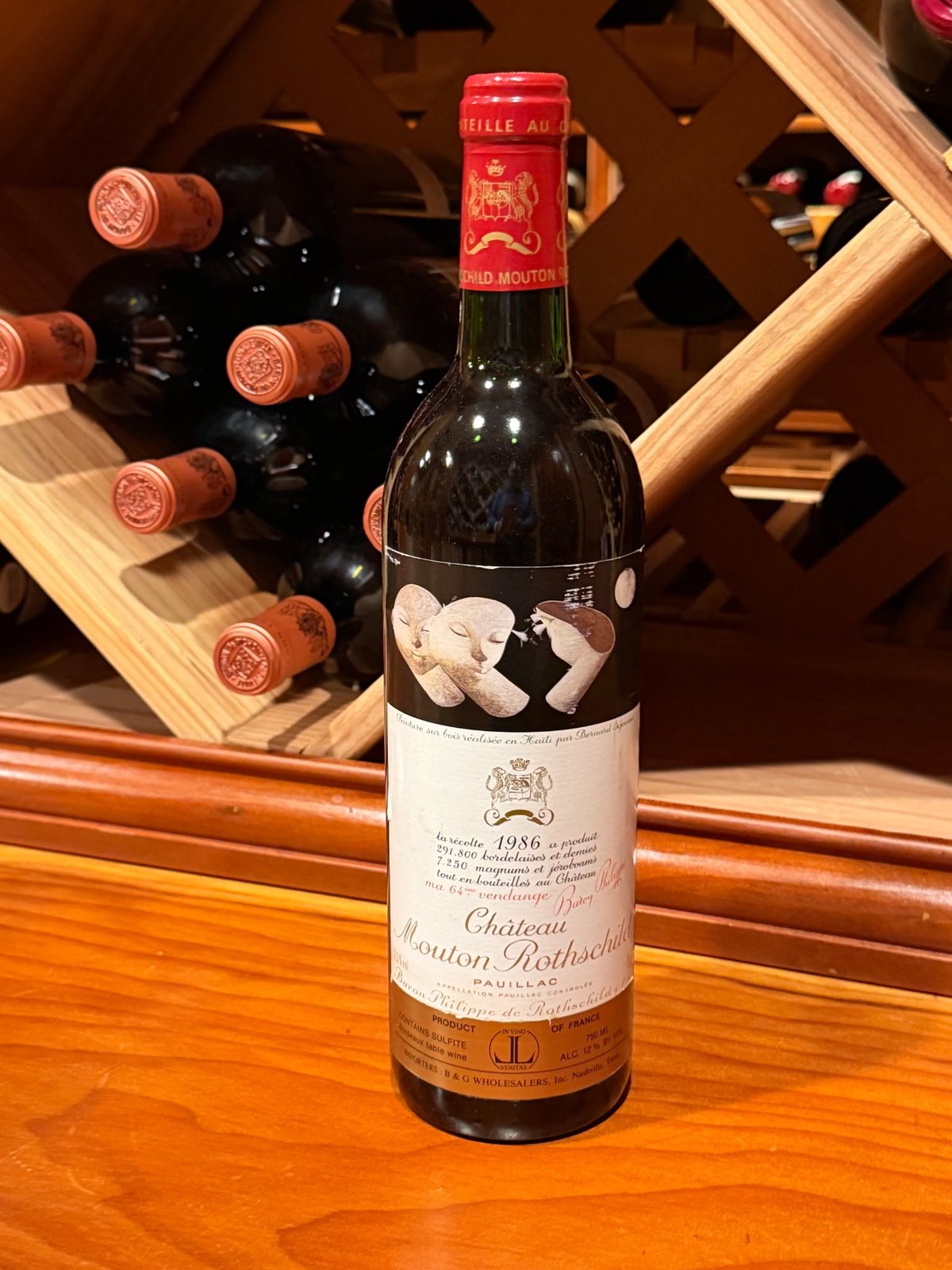 1986 Mouton Rothschild bottle of wine – Auction – West End UMC 