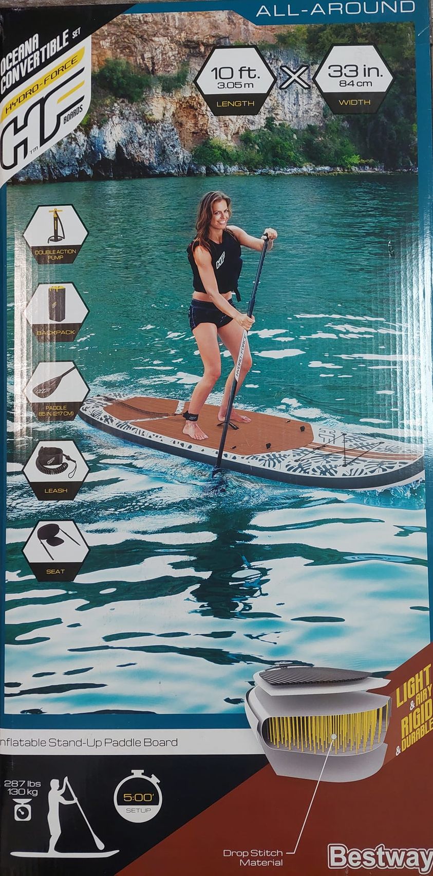 Hydro-Force Oceana 10 Ft. Inflatable Convertible Stand-up Paddle