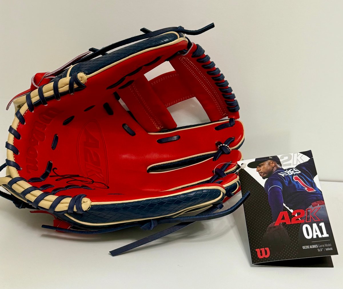 Ozzie Albies Game Model Wilson A2K OA1 Glove - Autographed by 