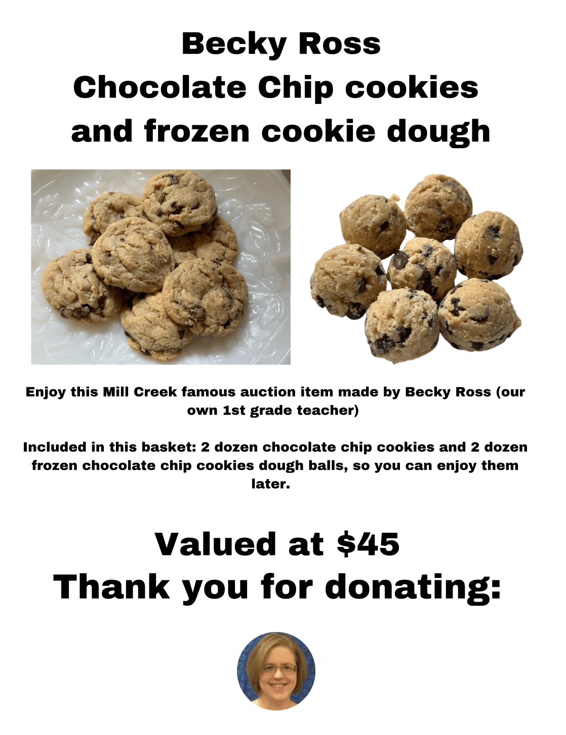 Becky Ross- Chocolate Chip cookies and frozen cookie dough