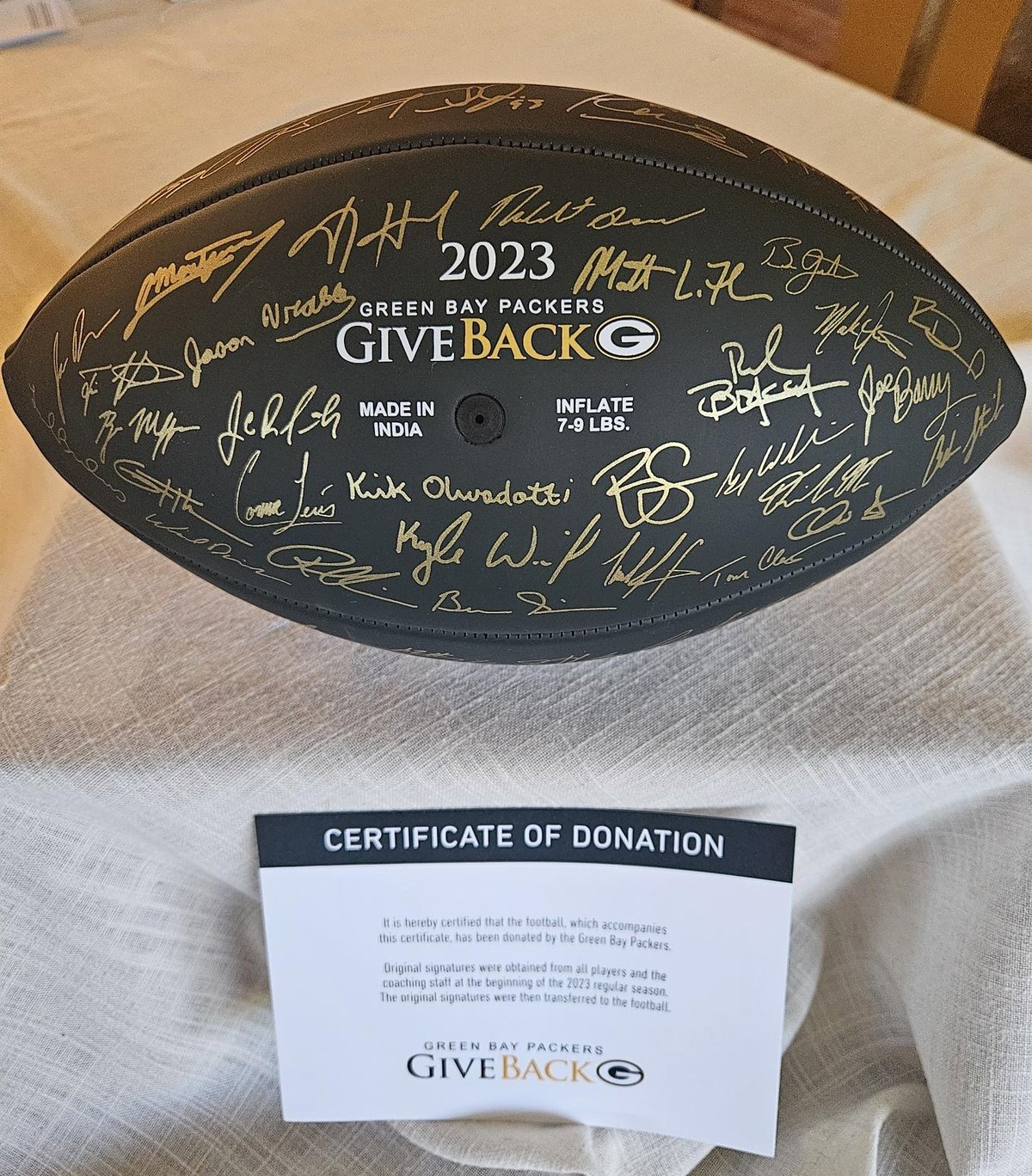 Green Bay Packers Signed Football – Auction – 9th Annual 10 Grand