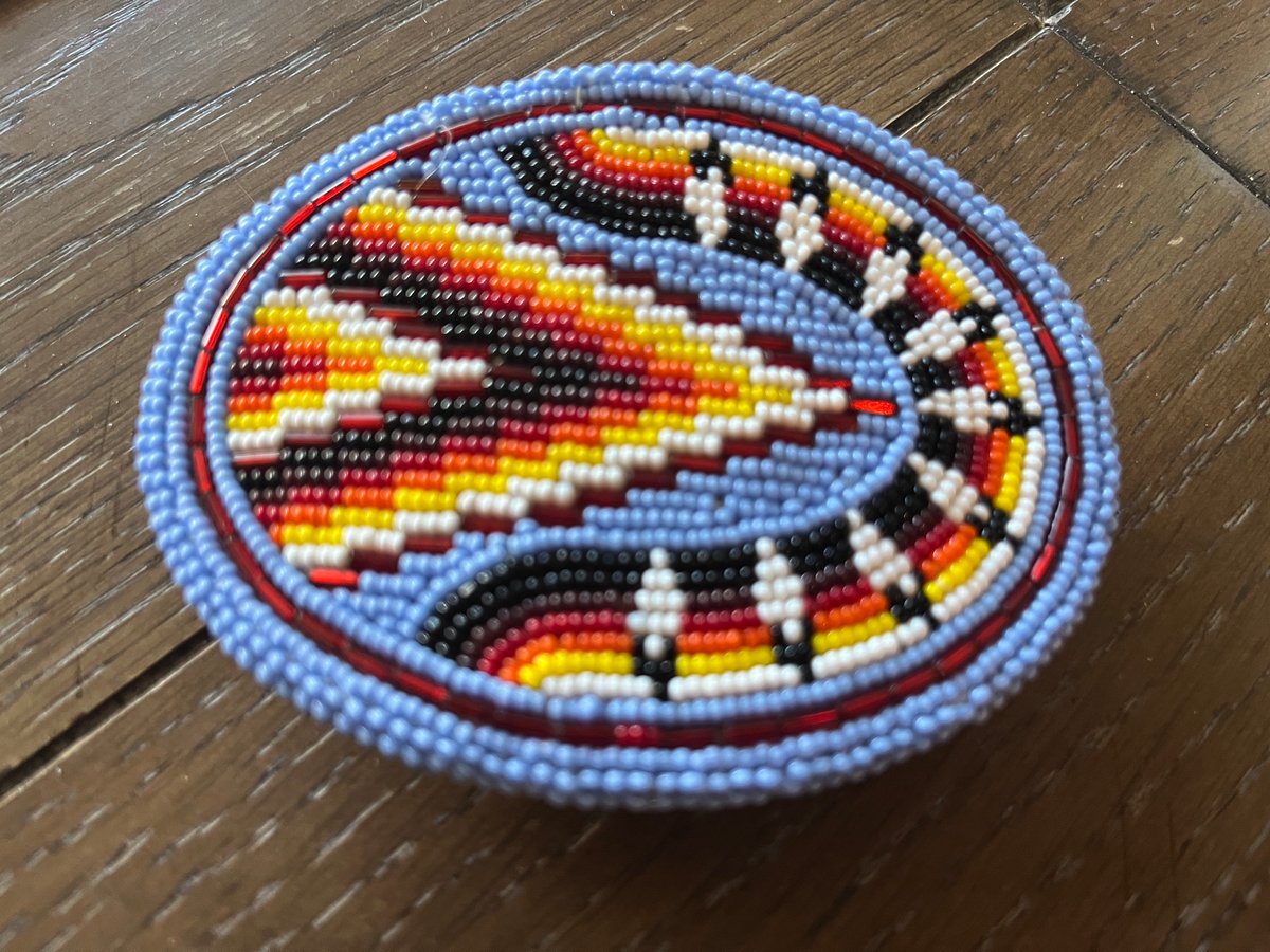 Vintage Hand Beaded Native American Belt Vintage Leather Thin Belt Thunderbird Beaded Western Native  main image 2