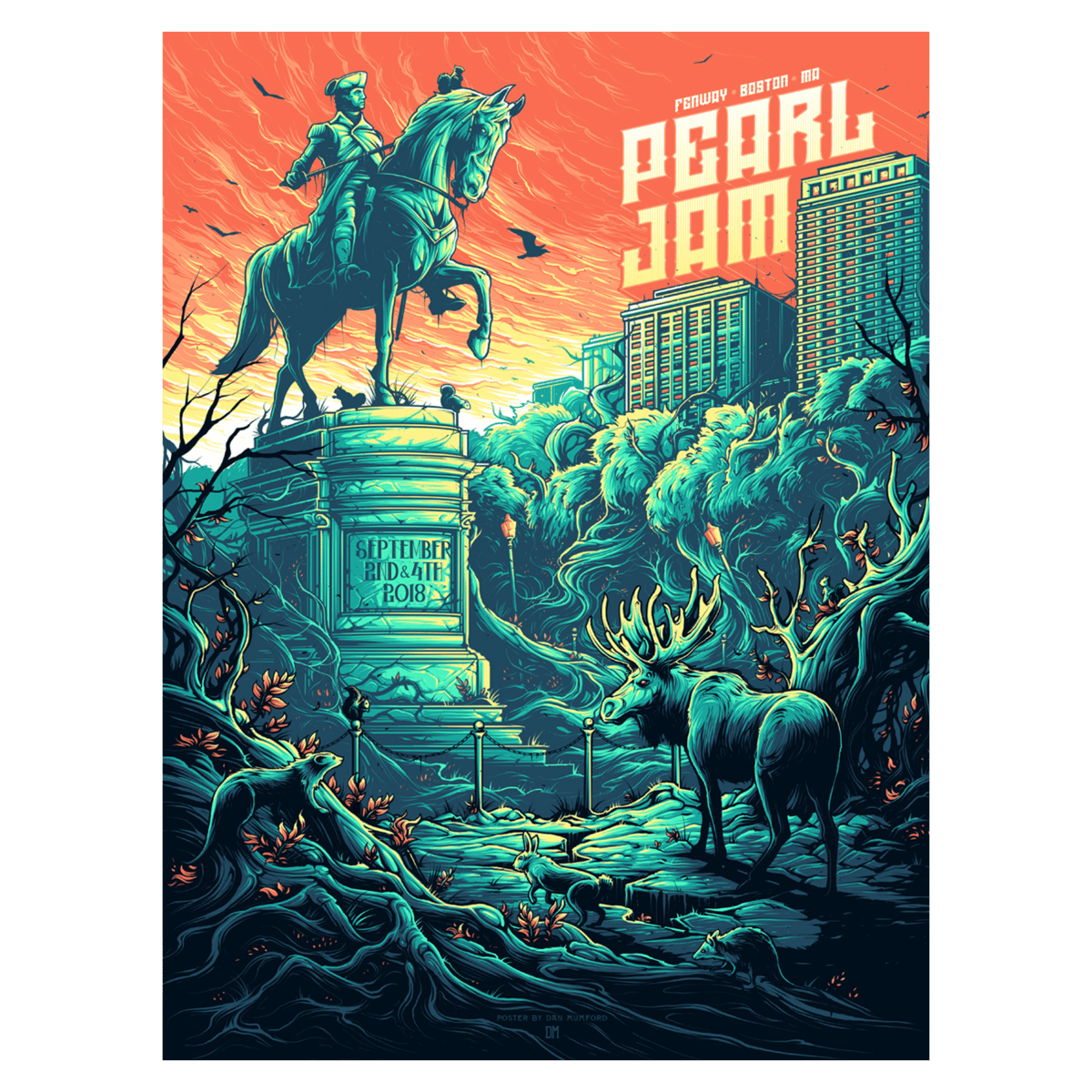 Pearl Jam Fenway Park 2018 limited edition 18x24 screen printed
