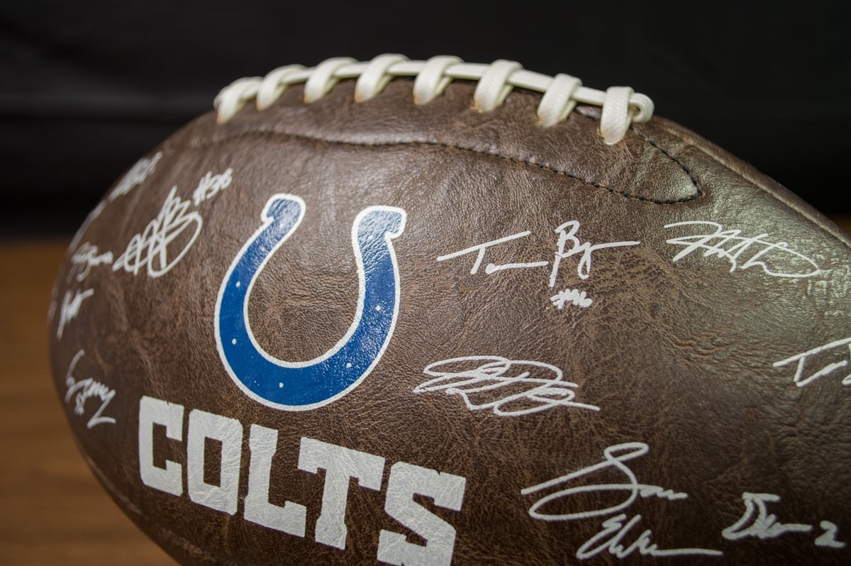 Indianapolis COLTS team shops signed football (stamped)