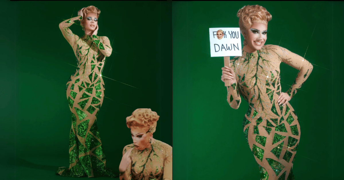 Plane Jane's Studded Green Gown from RuPaul's Drag Race Season 16  Auction   Drag Isn't Dangerous: Drag Excellence Auction