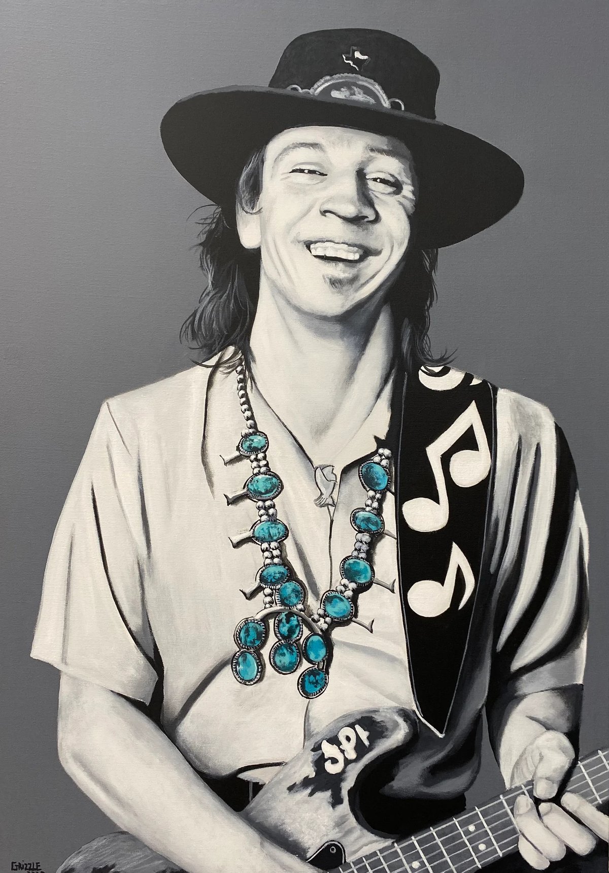 Stevie Ray Vaughan Print (18X24) – Auction – MAPS IN MOTION II