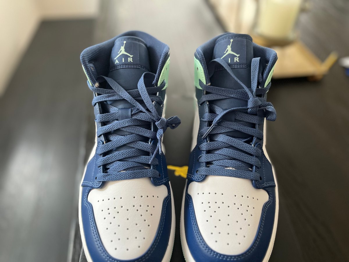 Air Jordan 1 Mid Mystic Navy/Mint Foam-White Shoes US Mens Size 9 