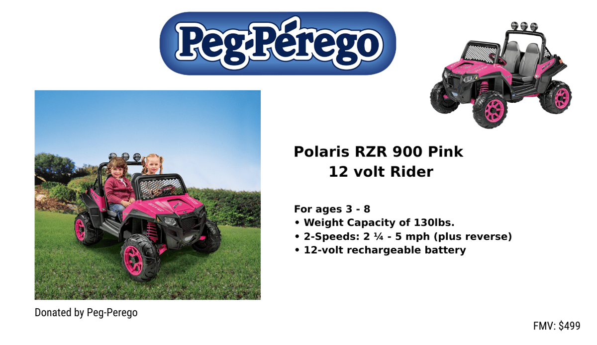 Peg Perego RSR 900 Polaris Side by Side  Auction  2025 Suds in the City  Gala