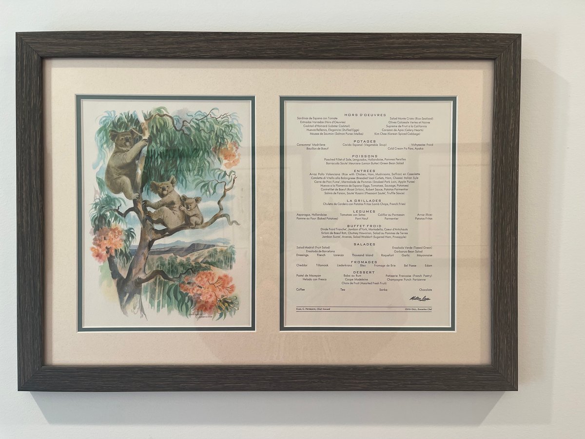 Framed Vintage (1960) Menus from Matson Line – Auction – Andrew